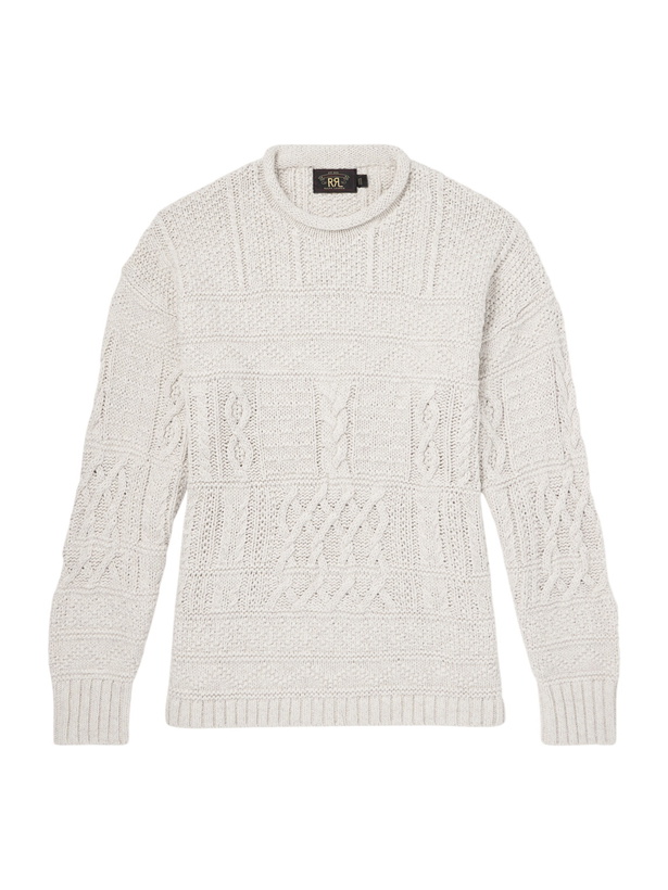 Photo: RRL - Cable-Knit Cotton, Linen and Silk-Blend Sweater - Neutrals