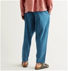 11.11/eleven eleven - Tapered Pleated Cotton Drawstring Trousers - Blue