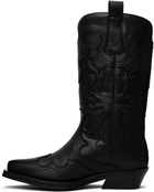 GANNI Black Mid Shaft Embroidered Western Boots