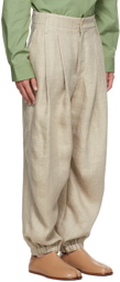 Hed Mayner Taupe Linen Herringbone Trousers