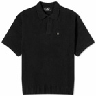 Represent Men's Boucle Textured Knit Polo Shirt in Black