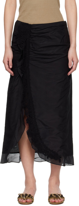 Photo: Isabel Marant Black Velina Crochet Cotton Silk Midi Skirt