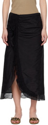 Isabel Marant Black Velina Crochet Cotton Silk Midi Skirt
