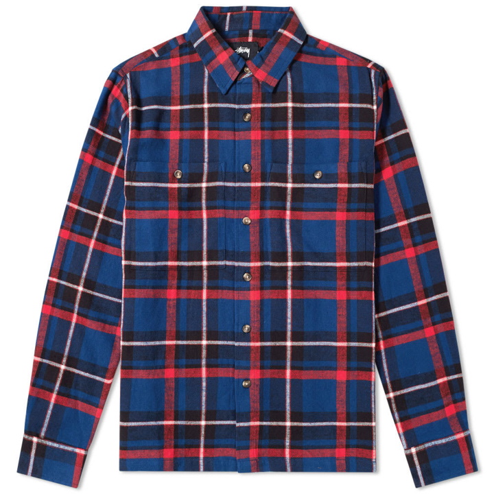 Photo: Stussy Big Pocket Flannel Shirt Blue