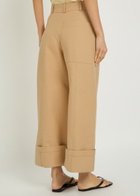 Another Tomorrow Turn-up Cuff Wide-leg Trousers Khaki