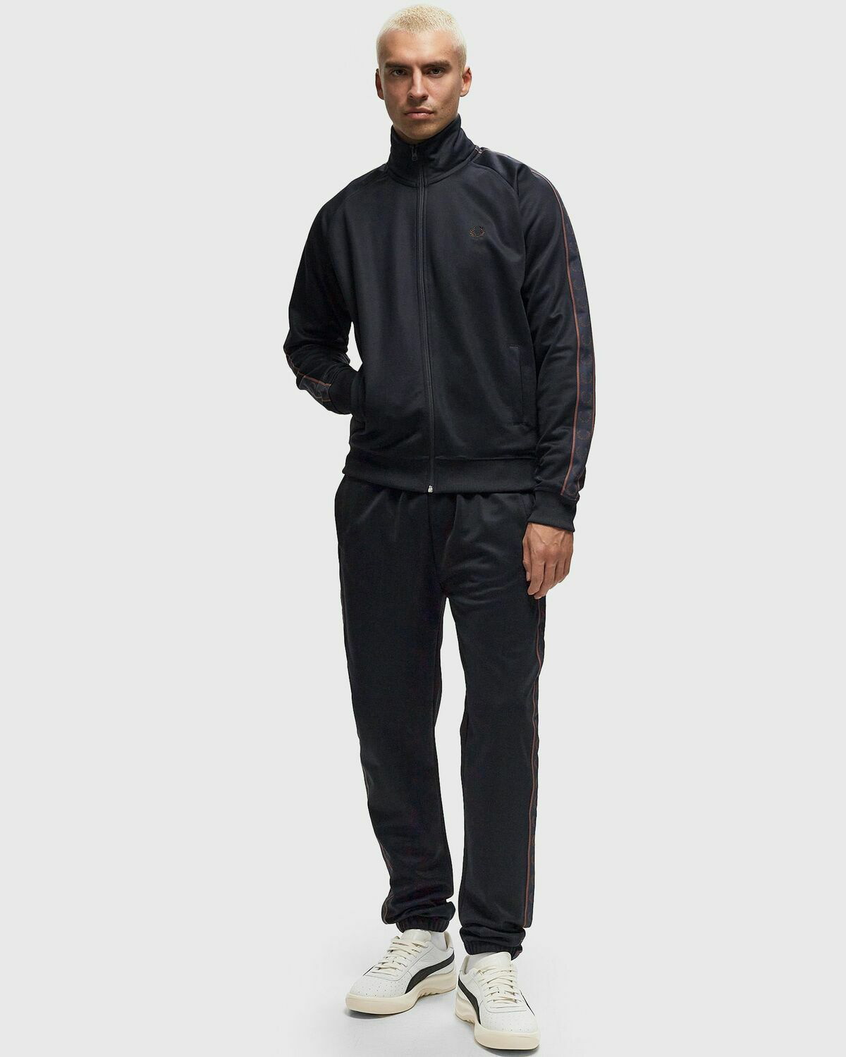 トップス Fred Perry Contrast Tape Track Jacket Contrast Tape Track Jacket - Black / Shaded Stone | Men's