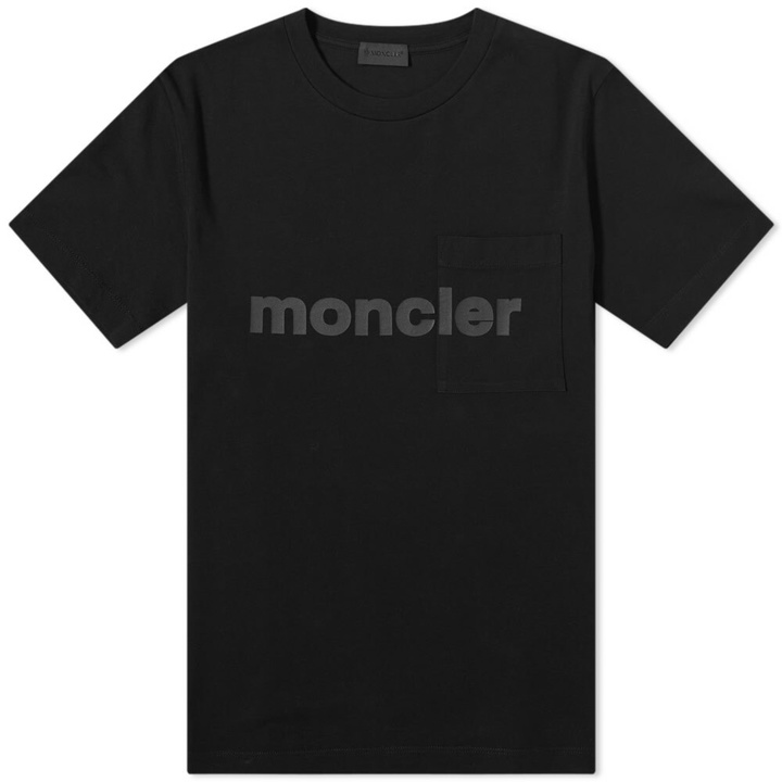 Photo: Moncler Men's Slogan Logo T-Shirt in Black