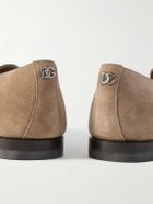 Dolce&Gabbana - Logo-Embellished Suede Loafers - Brown