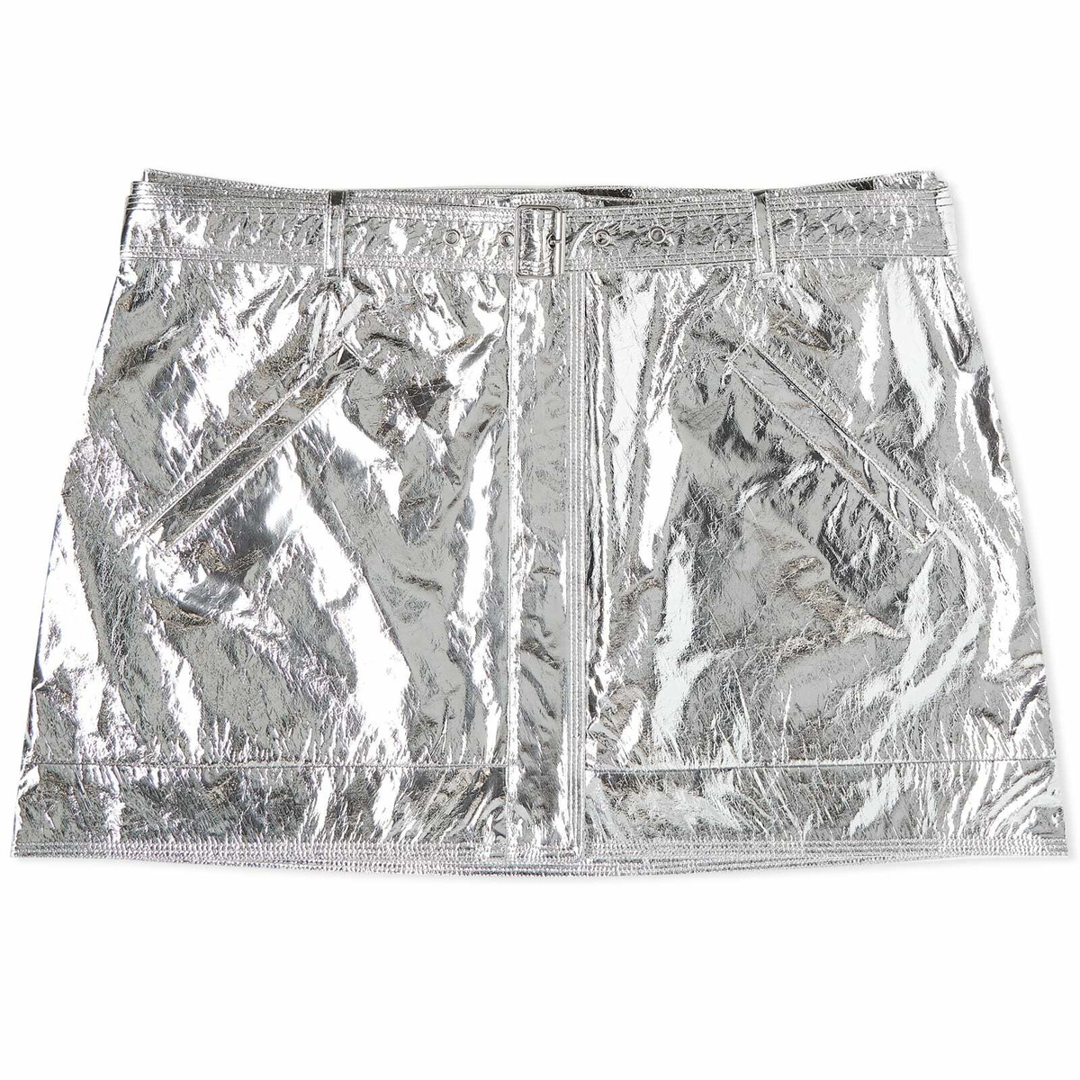 Stine Goya Women's Casey Crinkled Mini Skirt in Silver