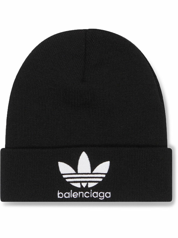 Photo: Balenciaga - adidas Logo-Embroidered Knitted Beanie - Black