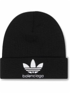 Balenciaga - adidas Logo-Embroidered Knitted Beanie - Black