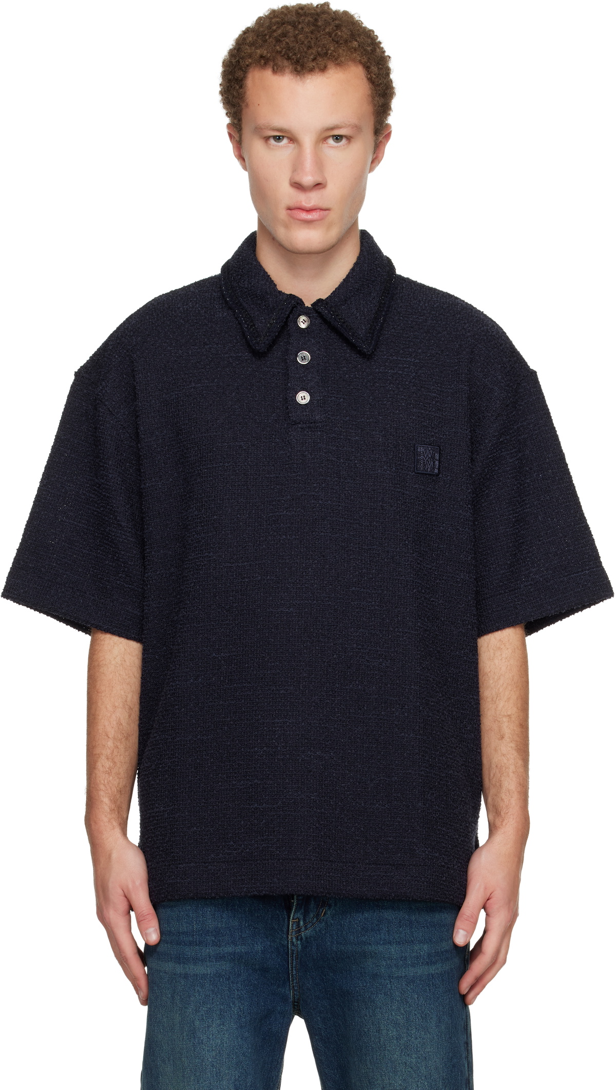 WOOYOUNGMI Navy Tweed Polo