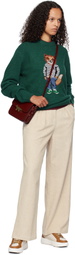 Maison Kitsuné Green Dressed Fox Intarsia Sweater