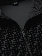 FENDI - Logo-Flocked Stretch-Jersey Hooded Jacket - Black