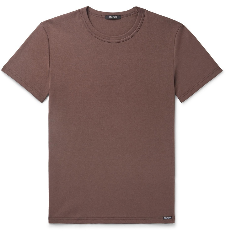 Photo: TOM FORD - Stretch-Cotton Jersey T-Shirt - Brown