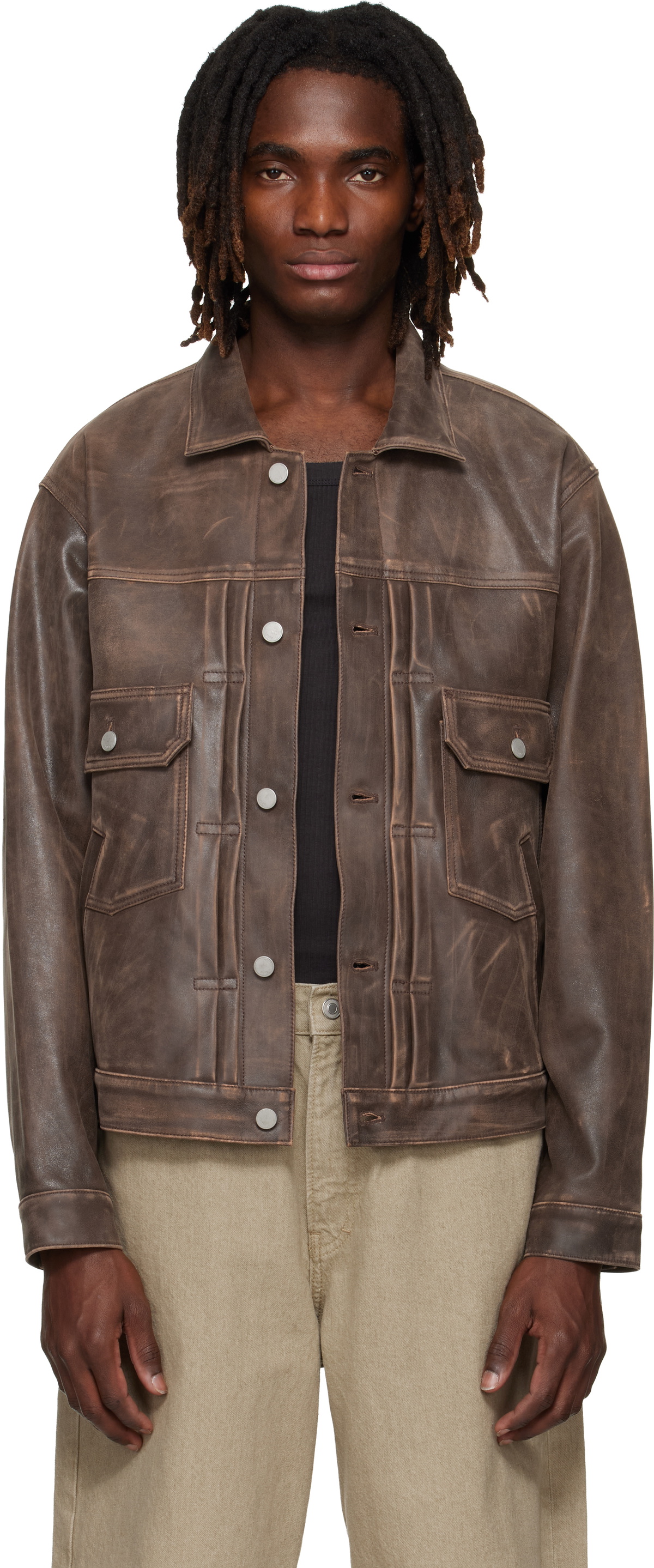 ジャケット・アウター YOKE LEATHER-LIKE PUFFER BLOUSON BROWN 3 Supreme Leather Yoke Puffer Jacket