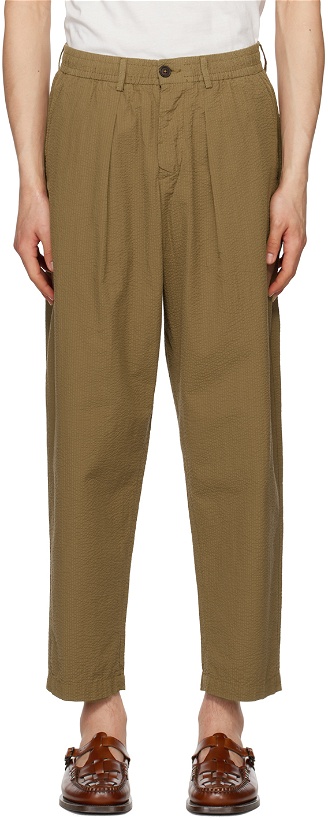 Photo: Universal Works Brown Pleated Trousers