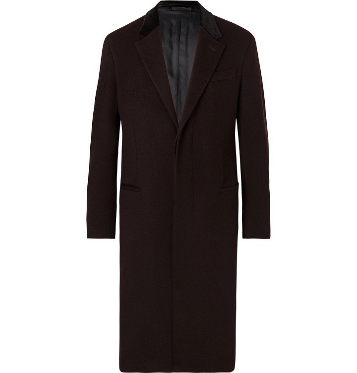 Photo: Berluti - Velvet-Trimmed Cashmere Overcoat - Men - Dark brown