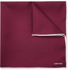 TOM FORD - Contrast-Tipped Silk-Twill Pocket Square - Burgundy