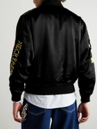 Wacko Maria - Neck Face Embroidered Satin Bomber Jacket - Black