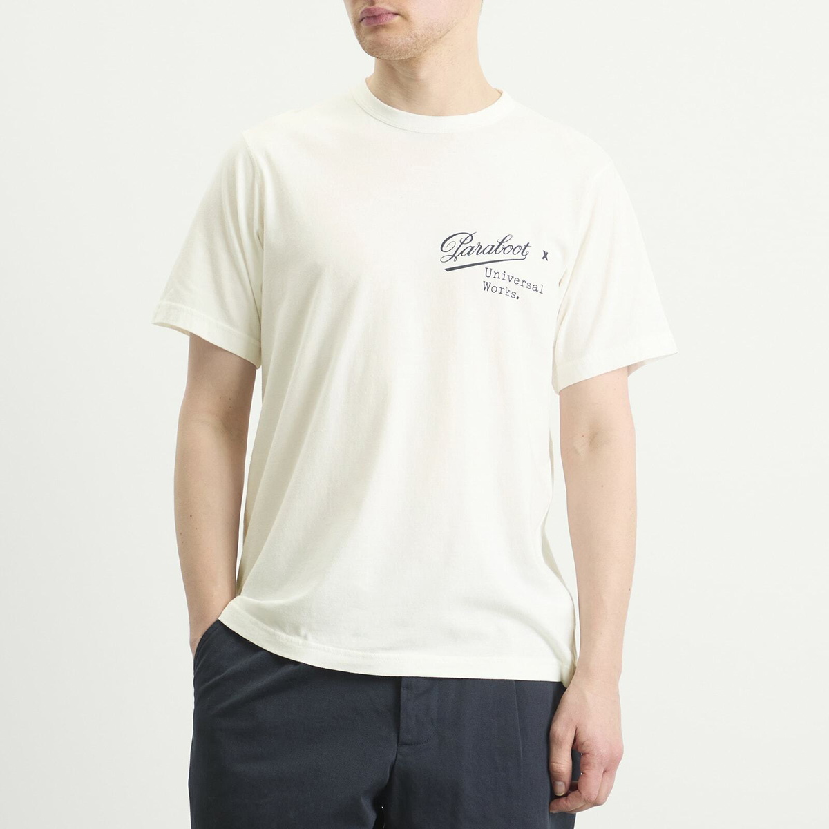 Universal Works Men's x Paraboot Jersey Print T-Shirt in Ecru