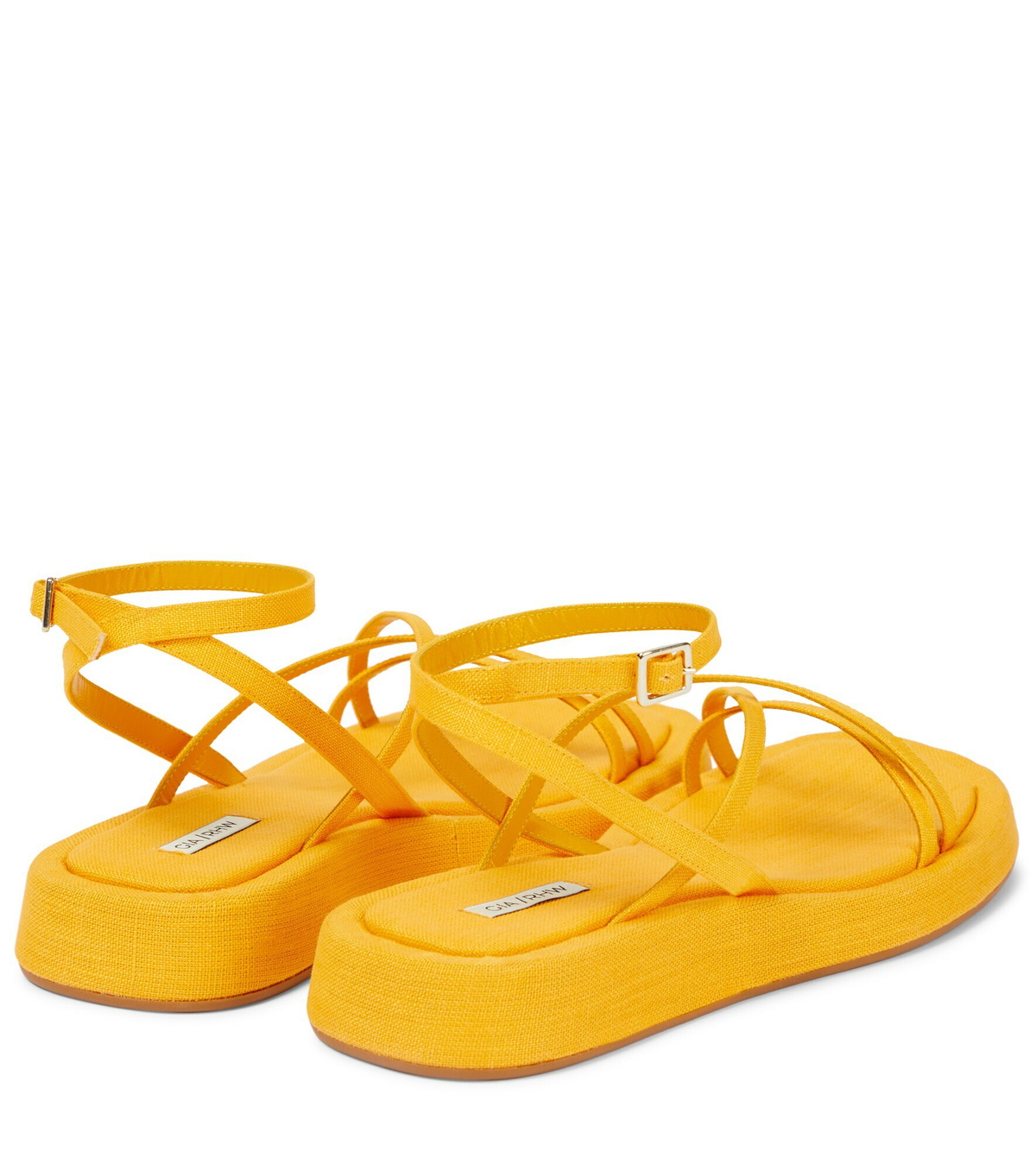 サンダル・ミュール GIA BORGHINI Mustard fabric Rosie 16 sandals (ROSIE16 4700) Gia Borghini Mustard Fabric Rosie 16 Sandals In Brown | ModeSens