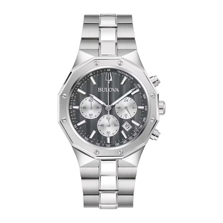 Photo: Bulova Prestige Chronograph Quartz Striped Grey Dial Mens Watch 96B459