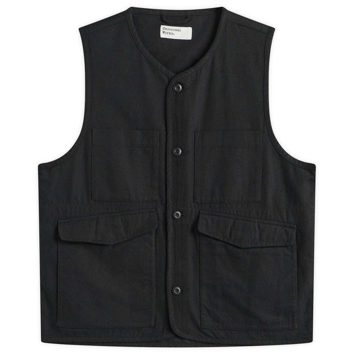 Universal Works Men's Brushed Moleskin 4 Pocket Gilet in Black
