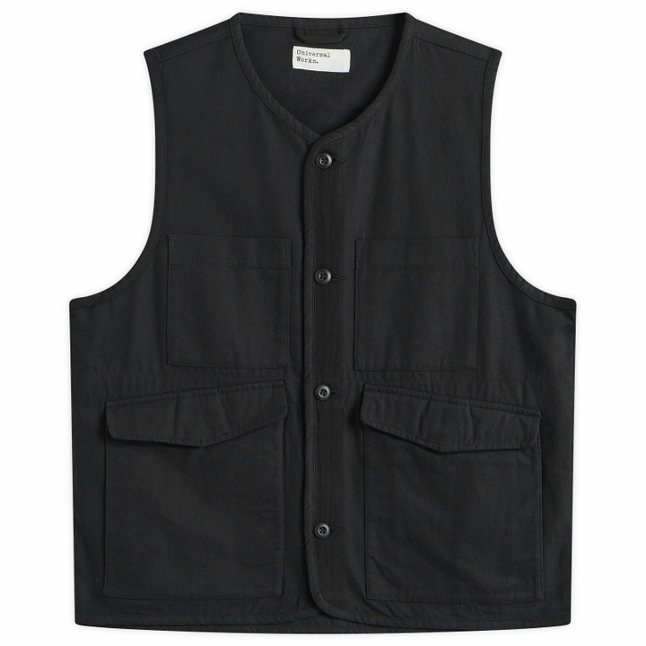 Photo: Universal Works Men's Brushed Moleskin 4 Pocket Gilet in Black