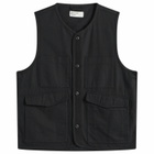Universal Works Men's Brushed Moleskin 4 Pocket Gilet in Black