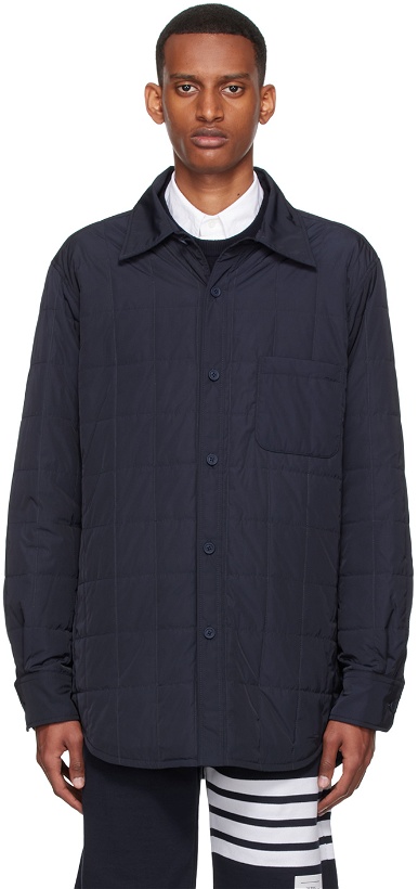 Photo: Thom Browne Navy Polyester Down Jacket