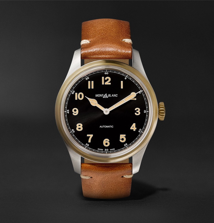 Photo: MONTBLANC - 1858 Automatic 40mm Stainless Steel, Bronze and Leather Watch, Ref. No. 117833 - Black