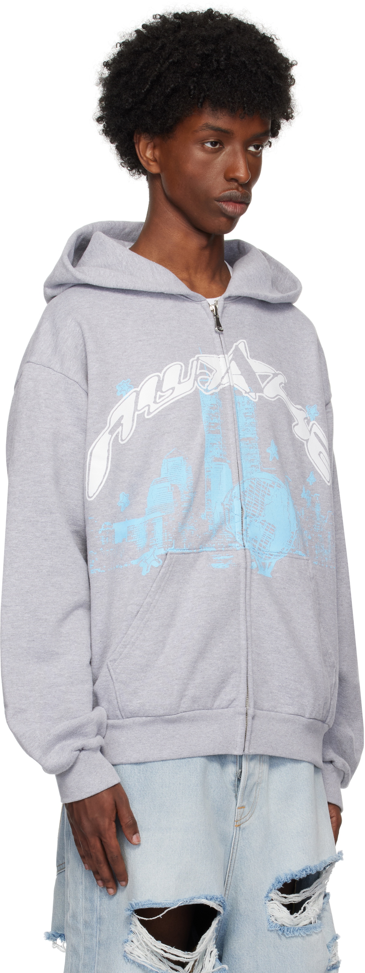 Awake NY Gray Skyline Zip Hoodie Awake NY