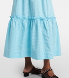 Ganni Embroidered gingham cotton poplin maxi skirt