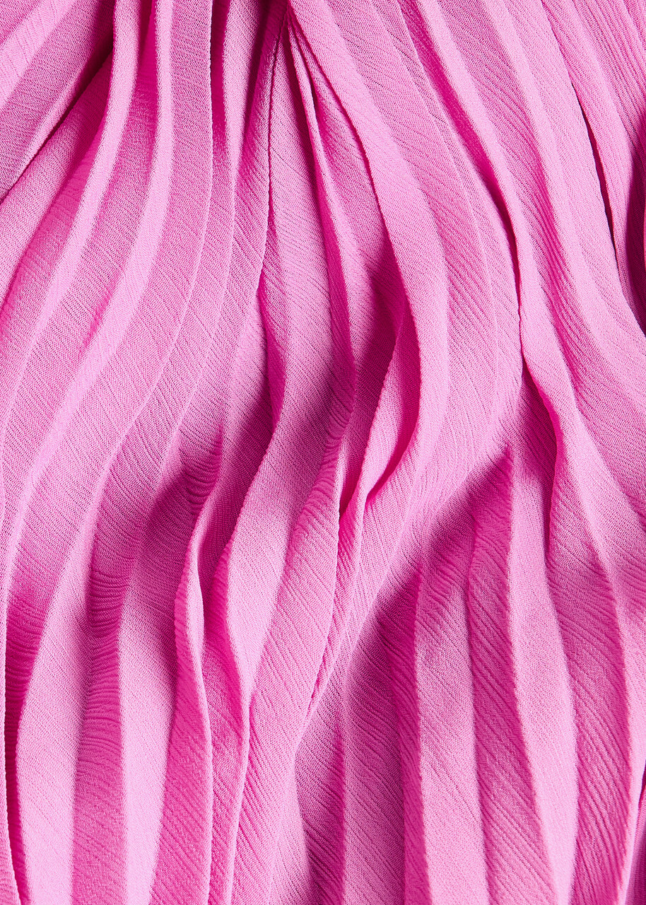 Solace London Britt Strapless Plissé and Crepe Maxi Dress Pink