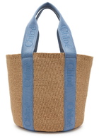 Chloe Woody Logo-embroidered Raffia Basket bag - Blue - One Size