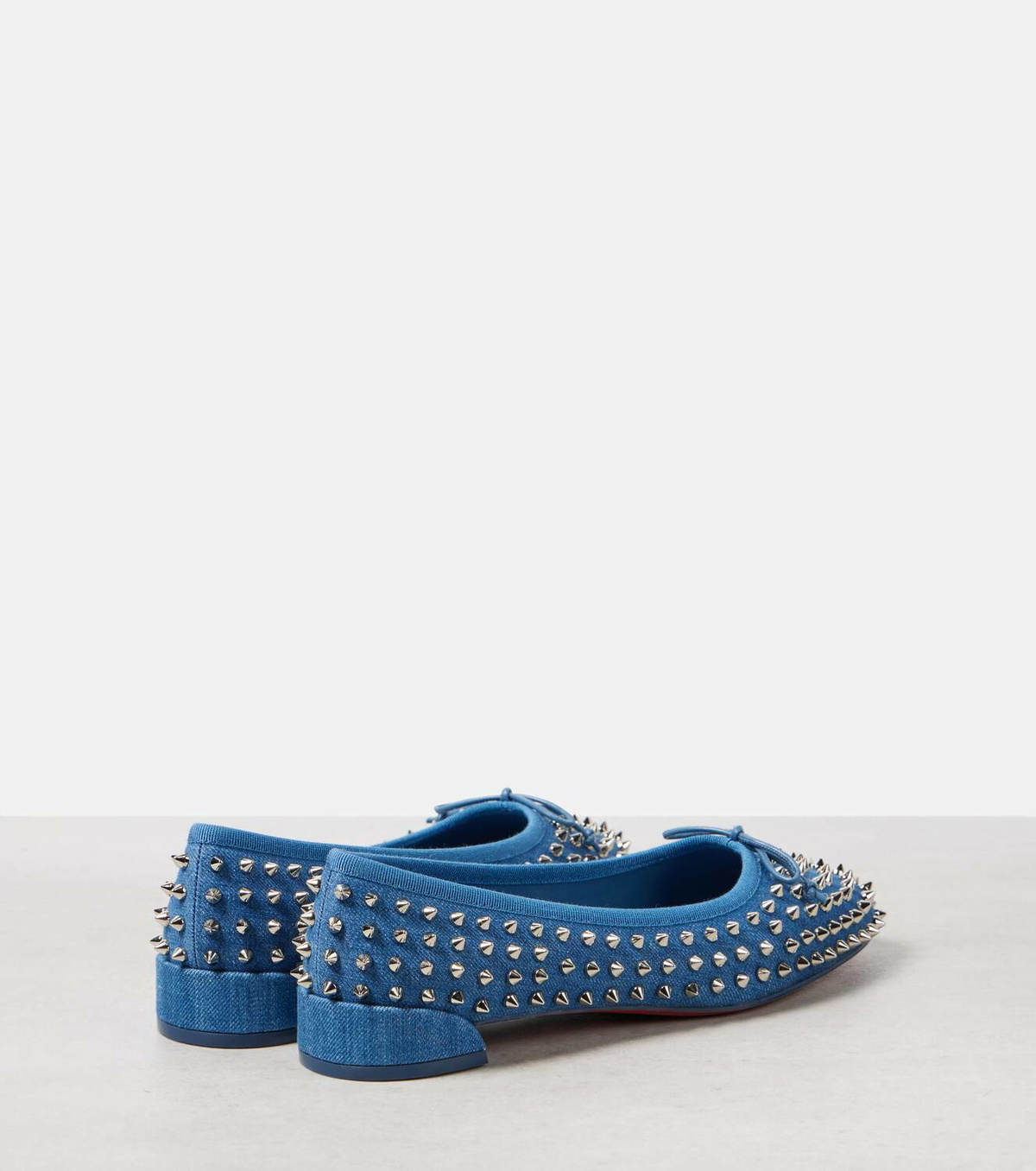 Christian Louboutin denim flats Pre-loved Christian Louboutin Vieira Spike Denim Flats - £285 main image 2