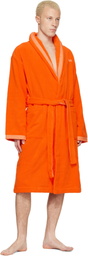 Versace Orange Cotton-Terry Jacquard Bathrobe