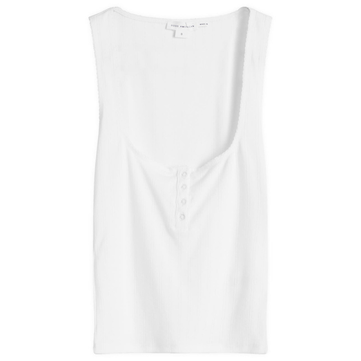 Photo: Good American Women's Pointelle Henley Tank Top in White