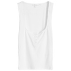 Good American Women's Pointelle Henley Tank Top in White