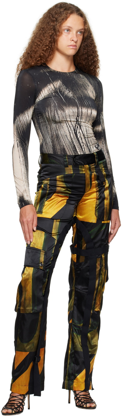 Louisa Ballou Black Printed Cargo Pants