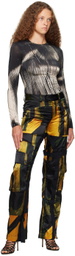 Louisa Ballou Black Printed Cargo Pants