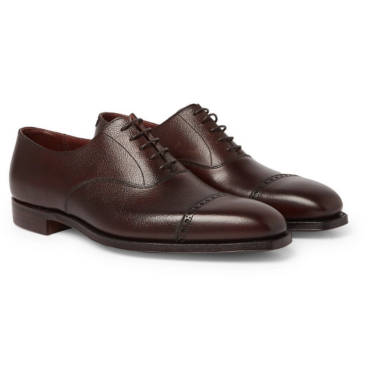 Photo: George Cleverley - Charles Cap-Toe Full-Grain Leather Oxford Shoes - Dark brown