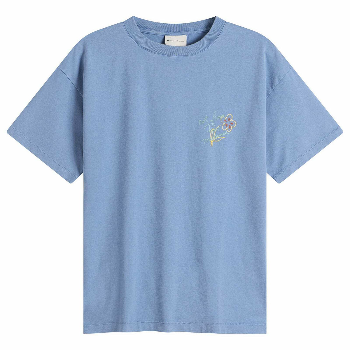 Drôle de Monsieur Men's Esquisse Slogan T-shirt in Light Blue