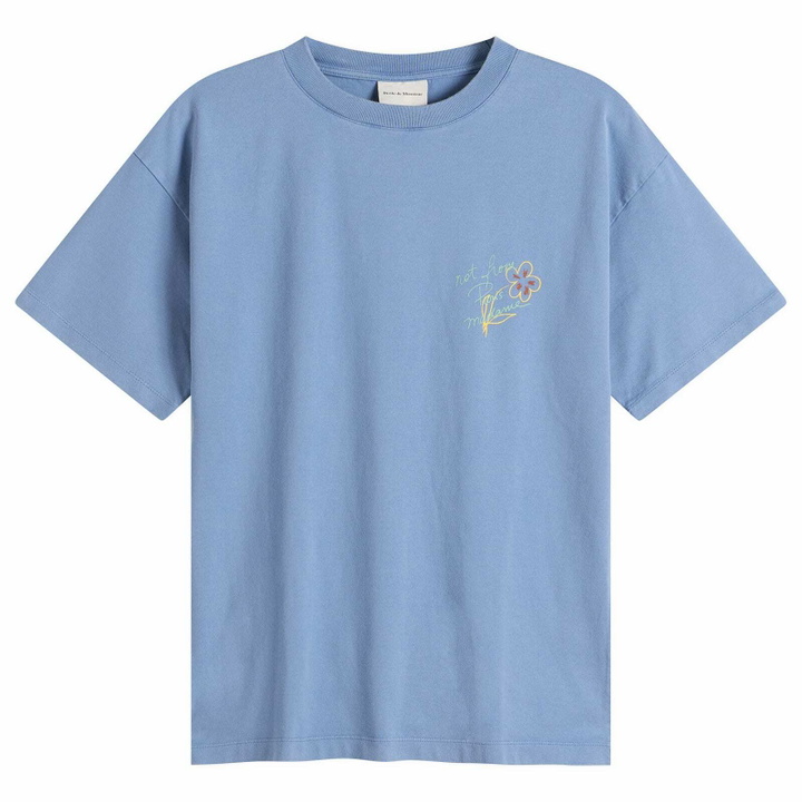 Photo: Drôle de Monsieur Men's Esquisse Slogan T-shirt in Light Blue