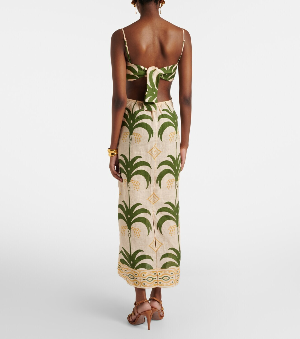 Johanna Ortiz Printed cotton and linen midi dress