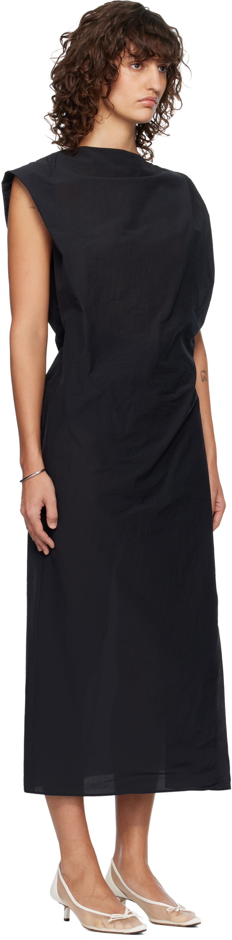 JACQUEMUS Black 'The Drap' Midi Dress