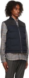 Isaia Navy Wool Techno Quilted Vest