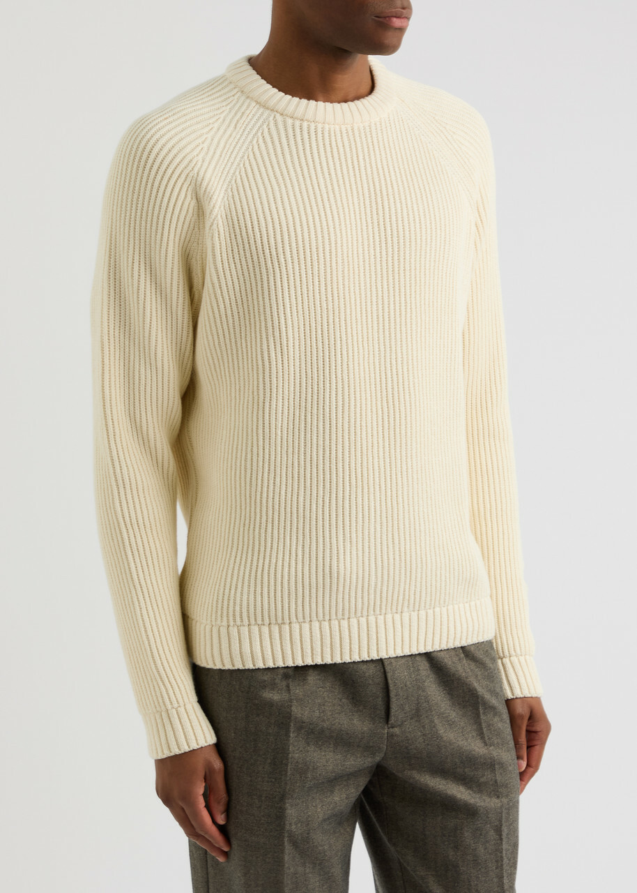 Percival Auxiliary Ribbed Cotton Jumper Cream