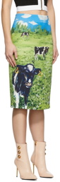Moschino Multicolor Cow Print Midi Skirt
